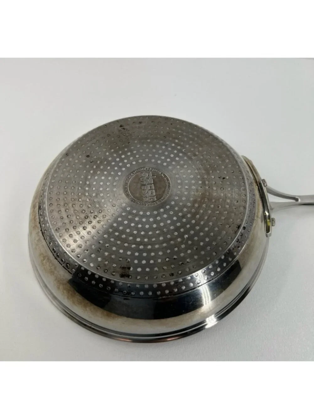 Dacor Hot Dots Stainless Steel Frying Pan Long Handle 10 in Skillet Round Silver